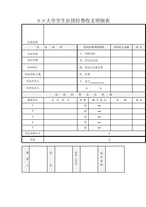 社团经费收支明细表word模板