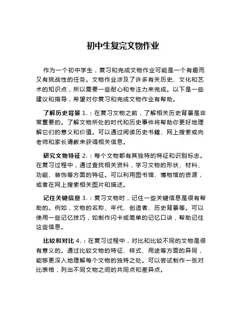初中生复完文物作业