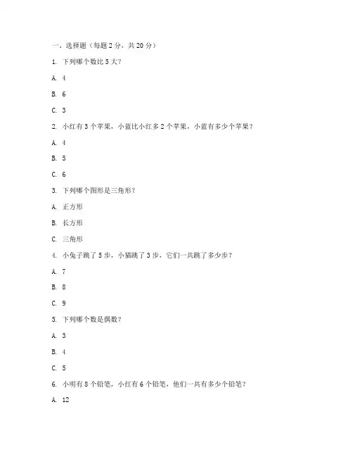 幼儿园升小学试卷数学试题