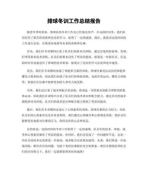 排球冬训工作总结报告