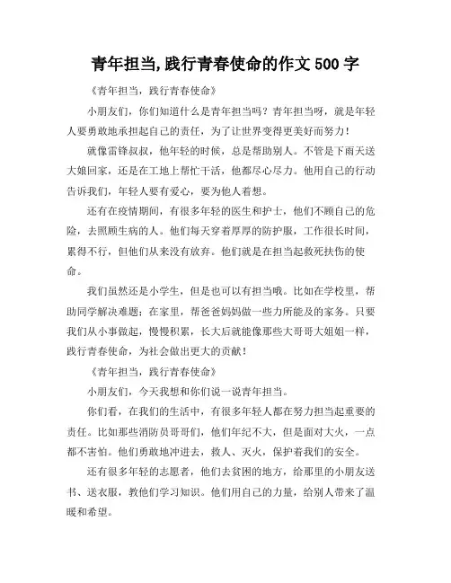 青年担当,践行青春使命的作文500字