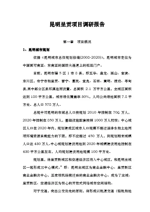 昆明某项目市场调研报告范本