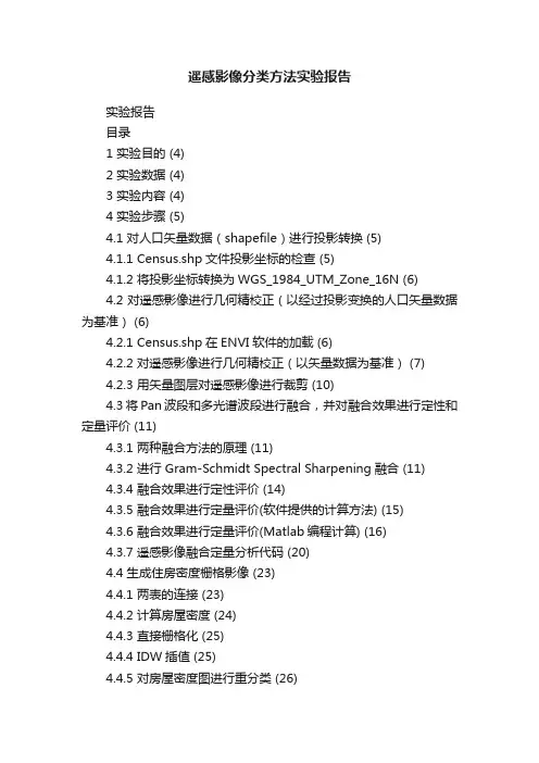 遥感影像分类方法实验报告