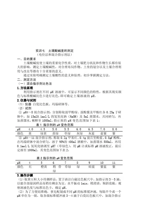 土壤酸碱度的测定