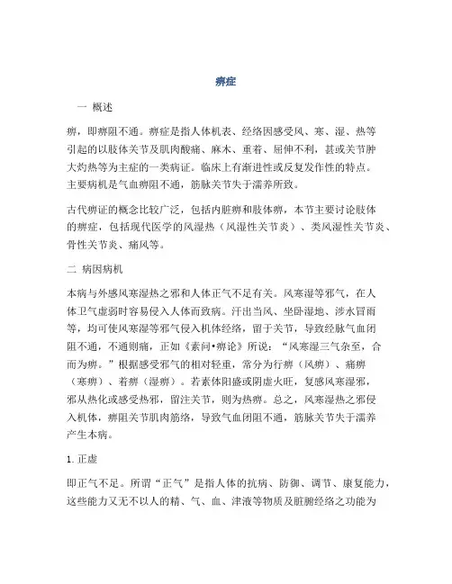医学知识之痹症