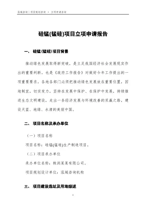 硅锰(锰硅)项目立项申请报告