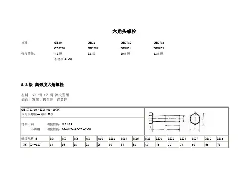 六角螺栓标准