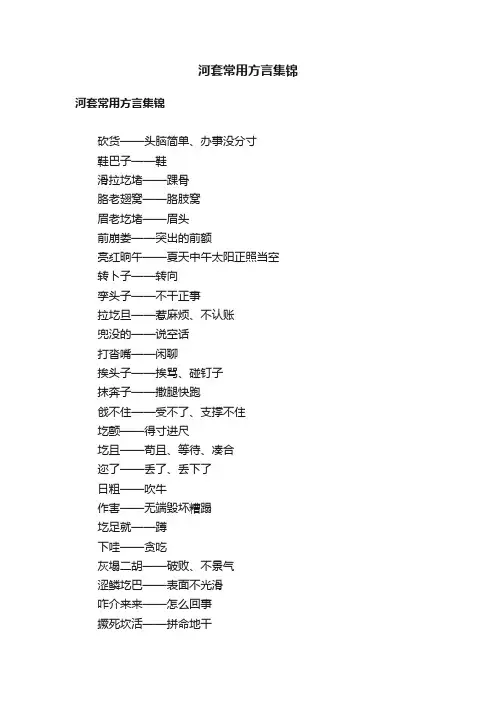 河套常用方言集锦