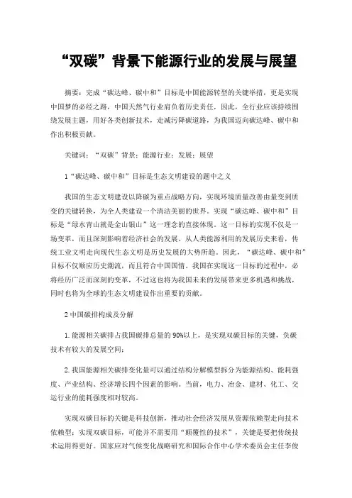 “双碳”背景下能源行业的发展与展望
