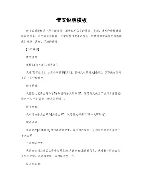 借支说明模板