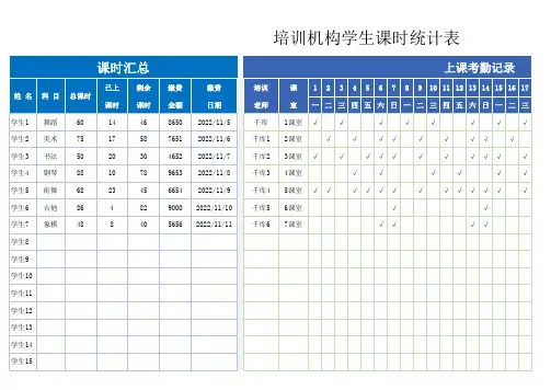 培训机构学生课时统计表