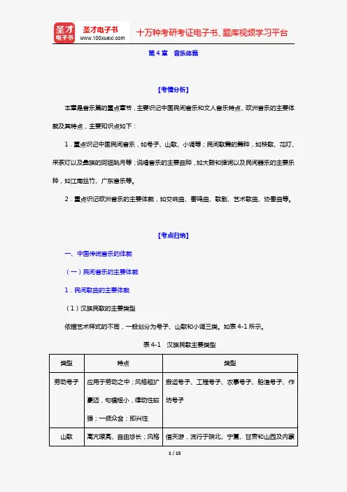 艺术硕士艺术学基础知识复习指南(音乐编 第4章 音乐体裁)【圣才出品】