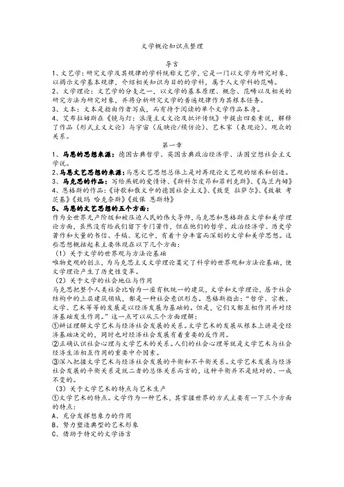 西北民族大学汉语言文学文学概论重点