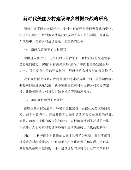 新时代美丽乡村建设与乡村振兴战略研究