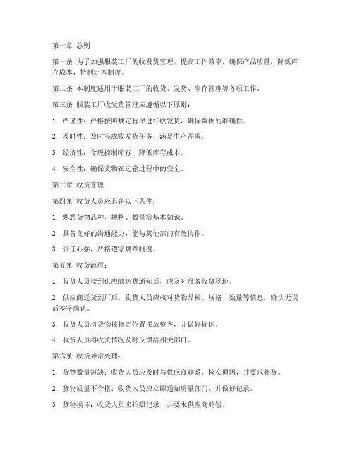 服装工厂收发货管理制度