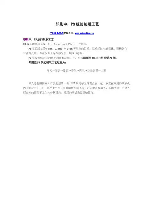 印刷中,PS版的制版工艺