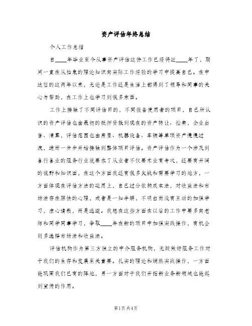资产评估年终总结（2篇）