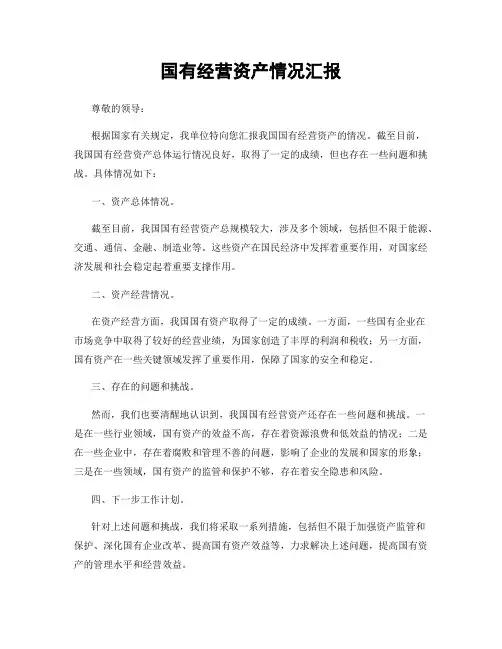 国有经营资产情况汇报