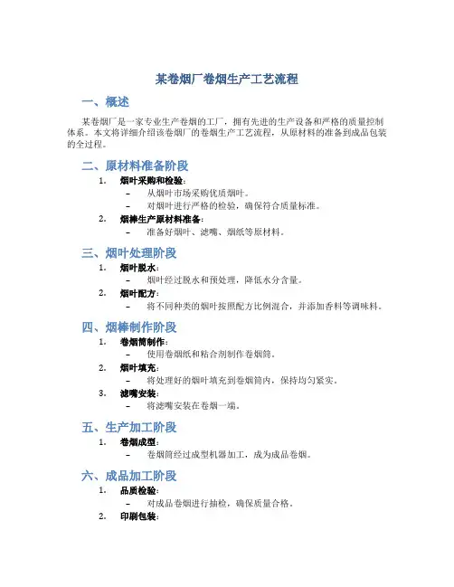 某卷烟厂卷烟生产工艺流程
