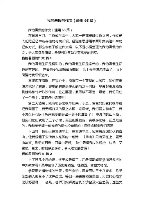 我的暑假的作文（通用65篇）