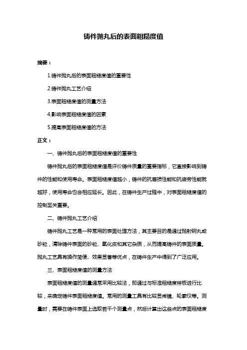 铸件抛丸后的表面粗糙度值