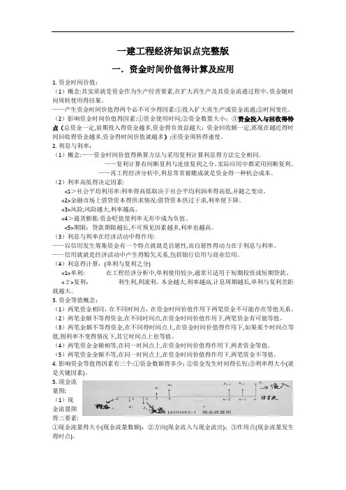 2019年一建建设工程经济知识点完整版