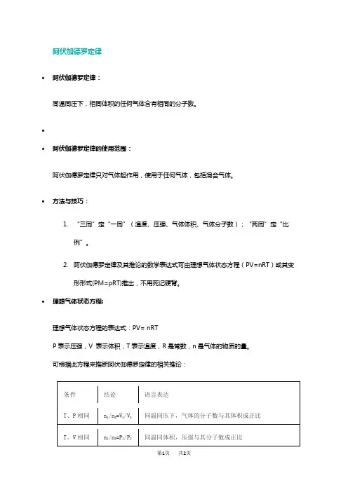 高中化学 阿伏伽德罗定律的使用范围
