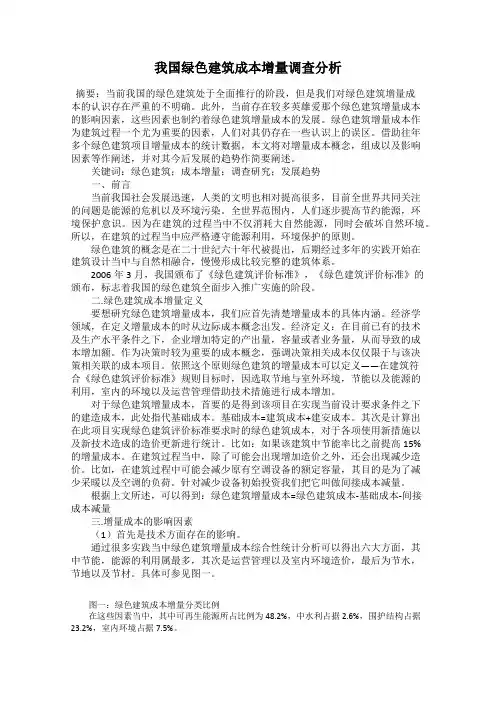 我国绿色建筑成本增量调查分析
