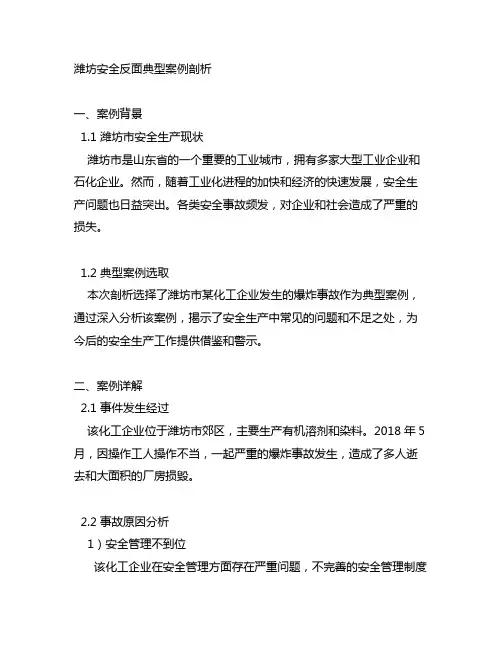 潍坊安全反面典型案例剖析材料