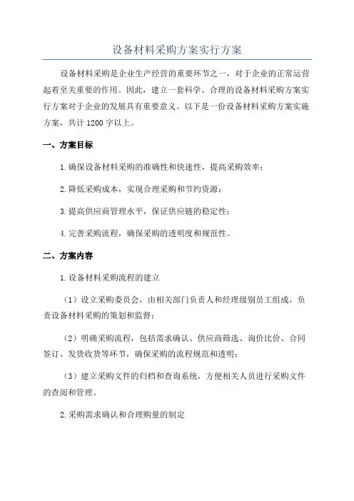 设备材料采购方案实行方案