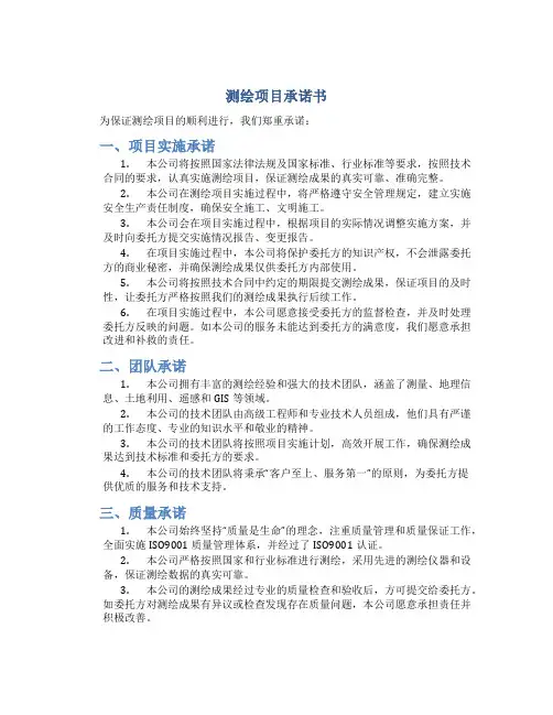 测绘项目承诺书