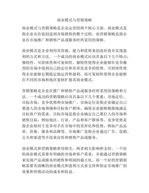商业模式与营销策略