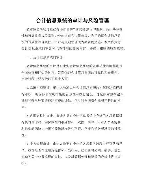 会计信息系统的审计与风险管理