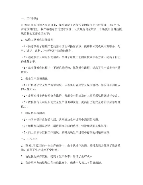 焙烧个人工作总结