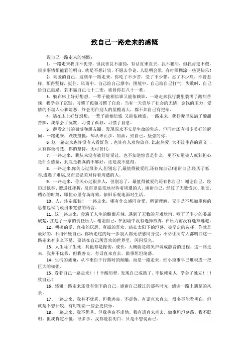 致自己一路走来的感慨