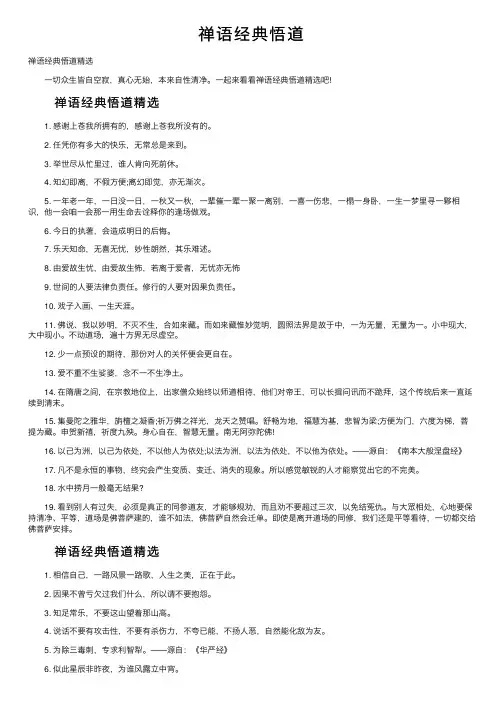 禅语经典悟道