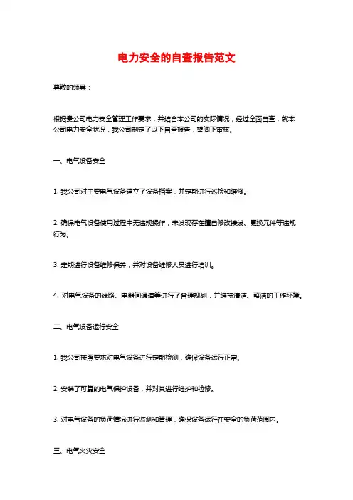 电力安全的自查报告范文 (2)
