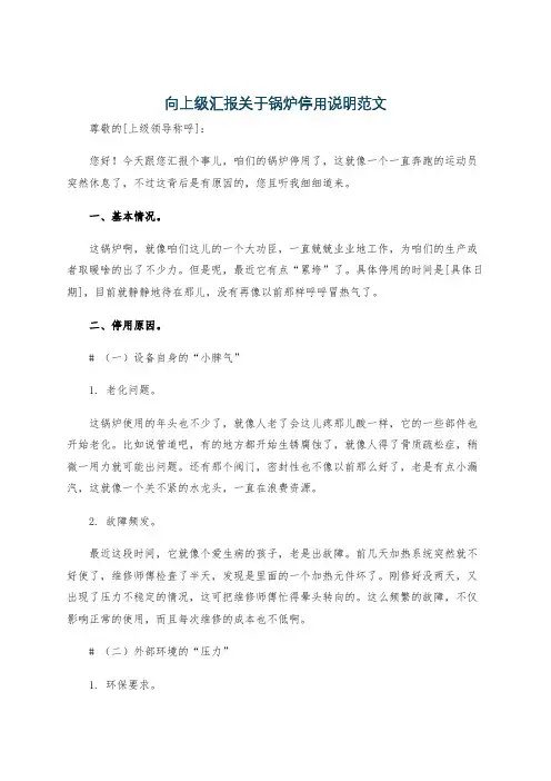 向上级汇报关于锅炉停用说明范文