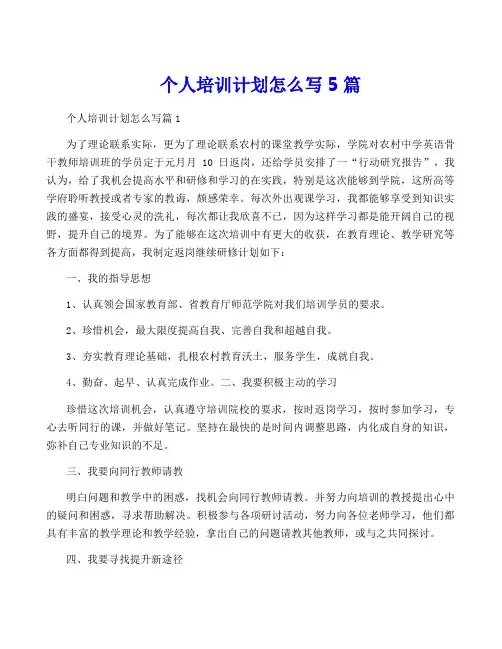 个人培训计划怎么写5篇