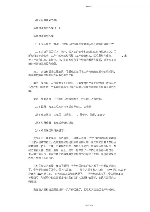 新闻报道策划方案6篇完美版