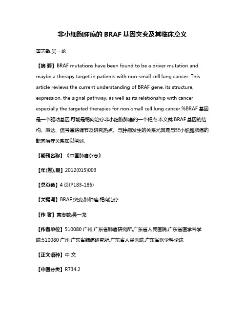 非小细胞肺癌的BRAF基因突变及其临床意义