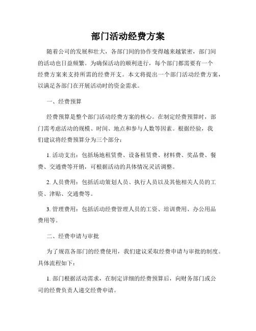 部门活动经费方案