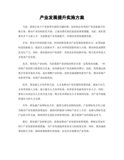 产业发展提升实施方案