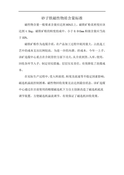 砂子铁磁性物质含量标准