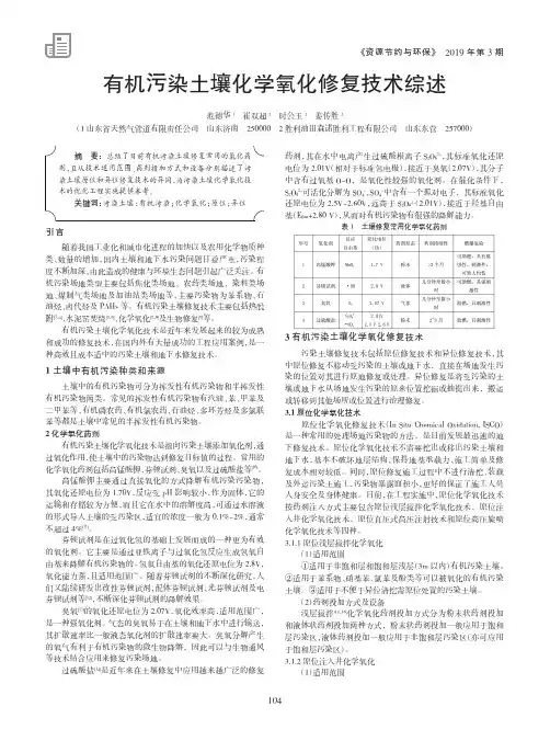有机污染土壤化学氧化修复技术综述