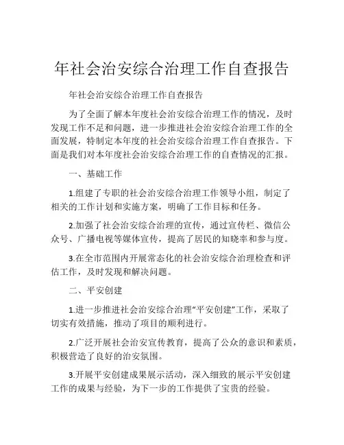 年社会治安综合治理工作自查报告