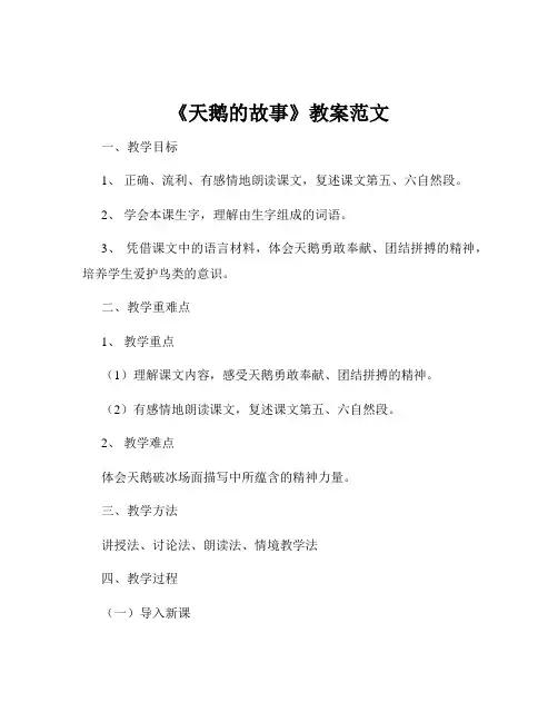 《天鹅的故事》教案范文