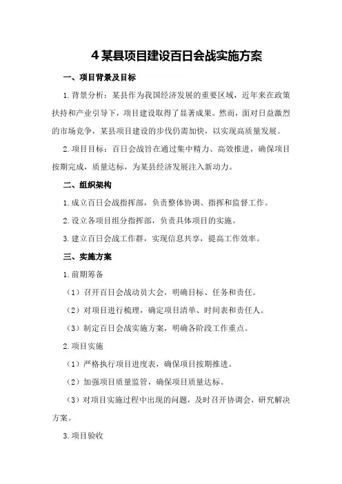 某县项目建设百日会战实施方案