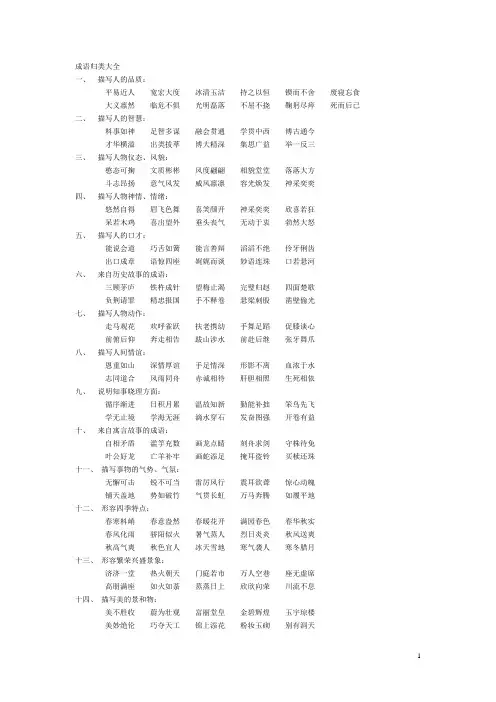 描写人表情、语言、心理成语大全