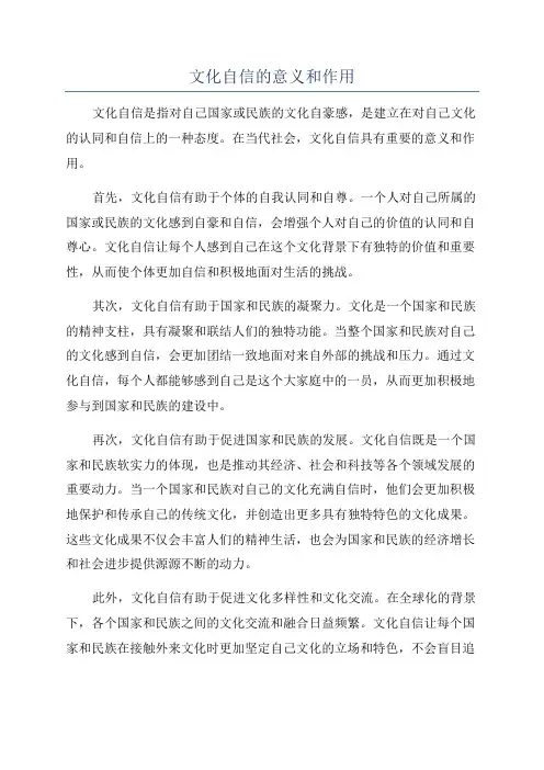 文化自信的意义和作用